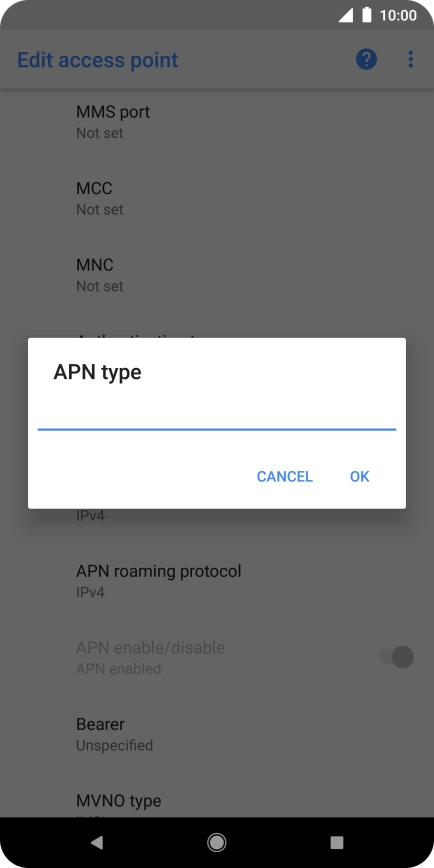 Key in default and press OK.