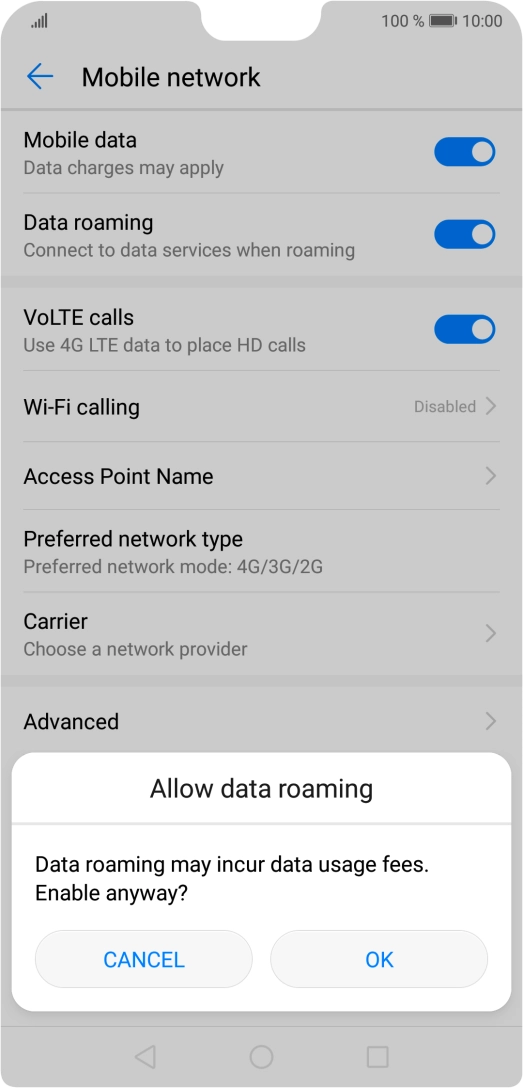 If you turn on the function, press OK.