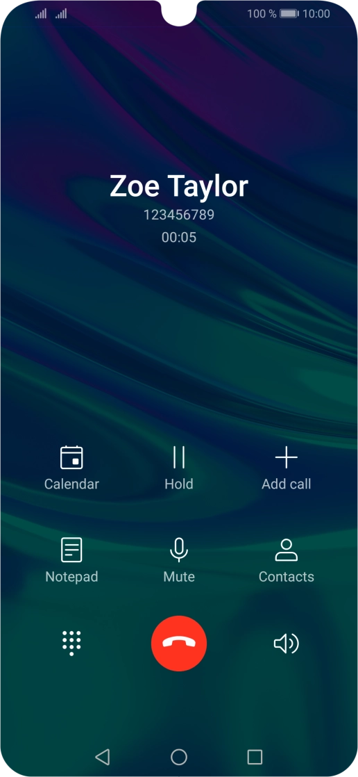 Press the end call icon.