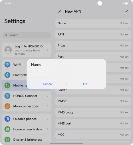 Key in EE Internet and press OK.