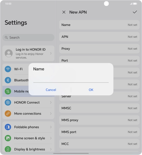 Key in EE Internet and press OK.