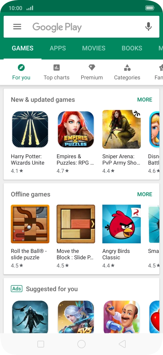 Press the search field.