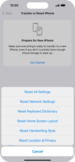 Press Reset Network Settings.