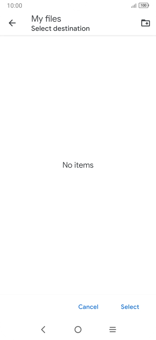 To create a new folder, press the new folder icon and follow the instructions on the screen to create a new folder.