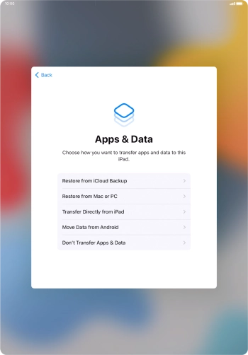 Press Don't Transfer Apps & Data and follow the instructions on the screen to finish the activation.