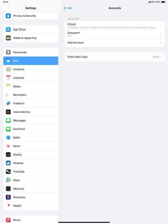 Press the name of the email account you've just set up.