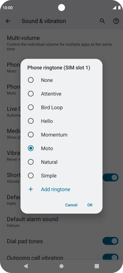 Press Add ringtone and go to the required folder.