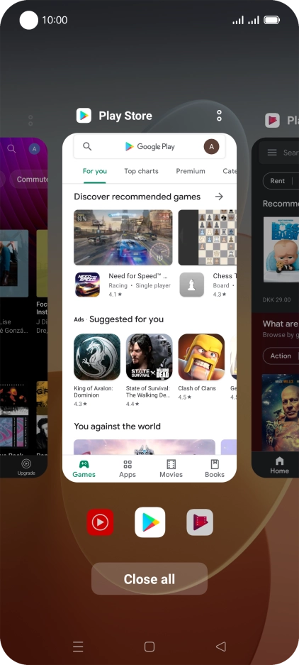 To end one running application, slide your finger upwards on the required application.