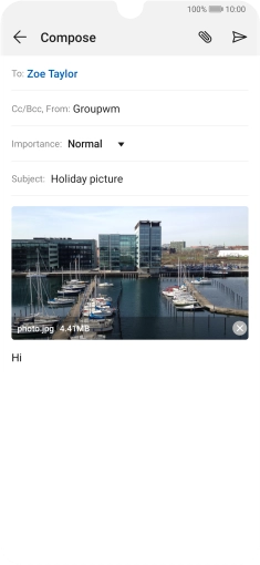 Press the send icon when you've finished your email.