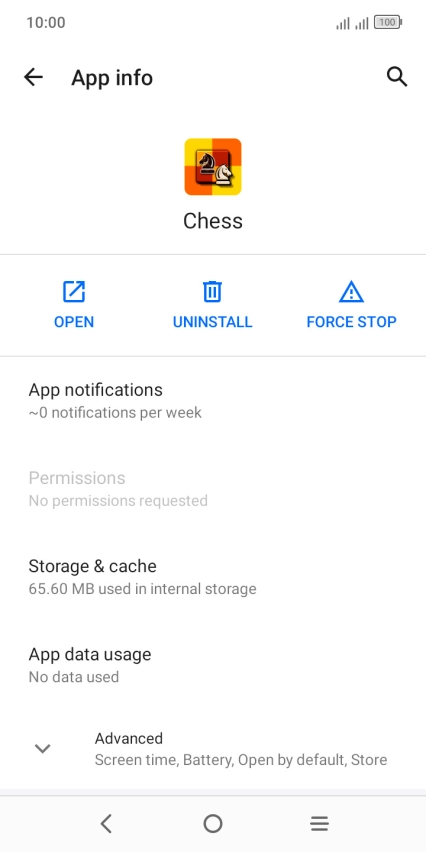 Press Storage & cache.