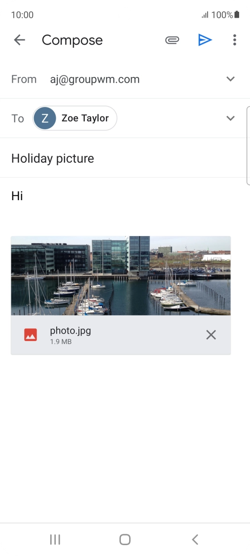 Press the send icon when you've finished your email.