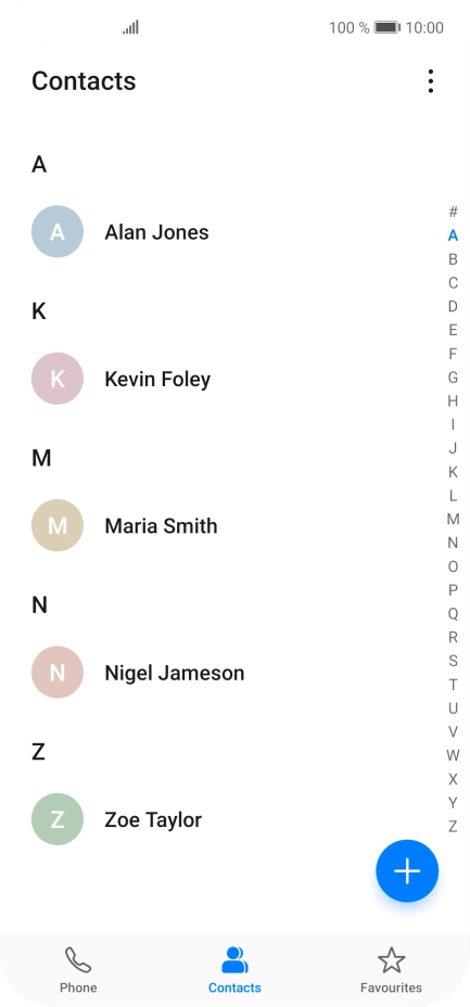 Press the new contact icon.