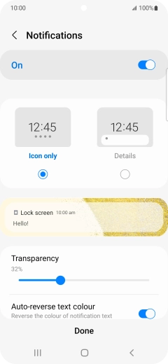 Press the required settings to turn them on or off.