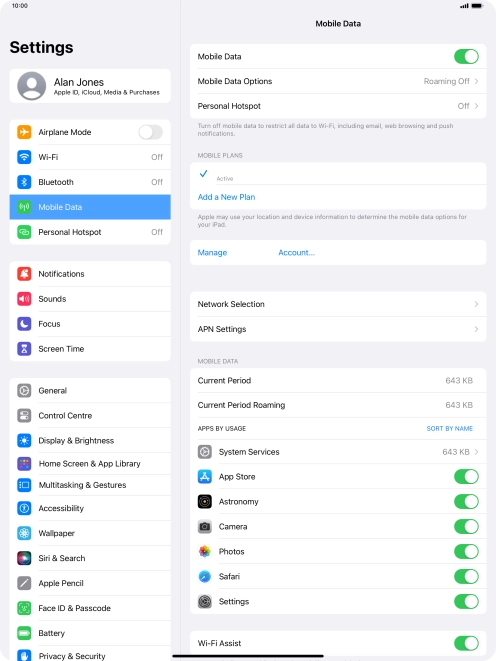 Press Mobile Data Options.
