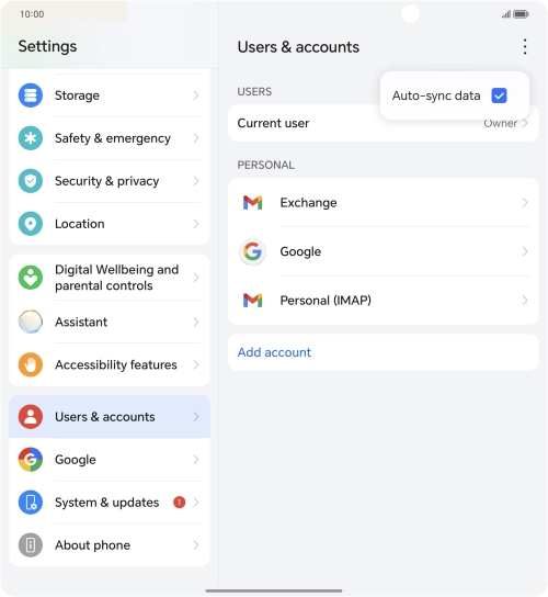 Press Auto-sync data to turn the function on or off.