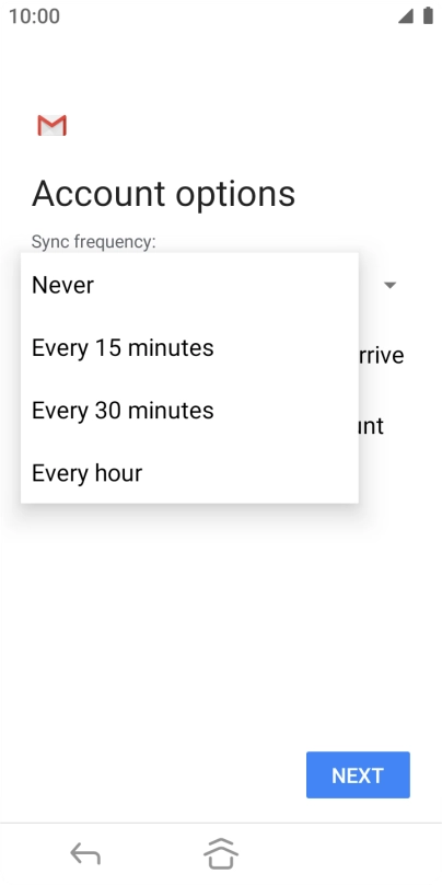 Press the required setting.