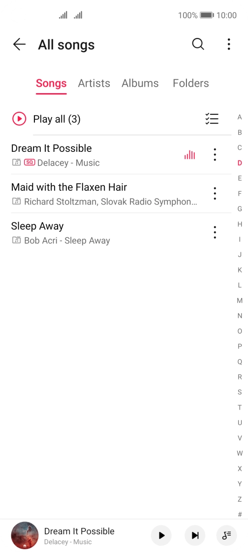 Press the required category and go to the required audio file.
