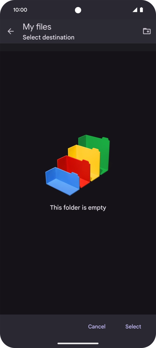 To create a new folder, press the new folder icon and follow the instructions on the screen to create a new folder.