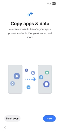 Press Don't copy and follow the instructions on the screen to finish the activation.