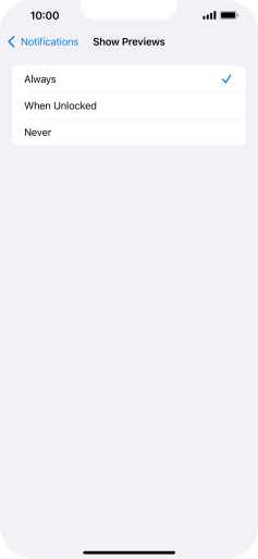 To select notification preview on the lock screen, press Always.