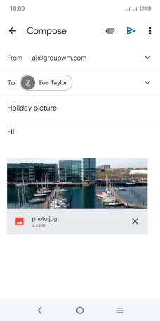 Press the send icon when you've finished your email.