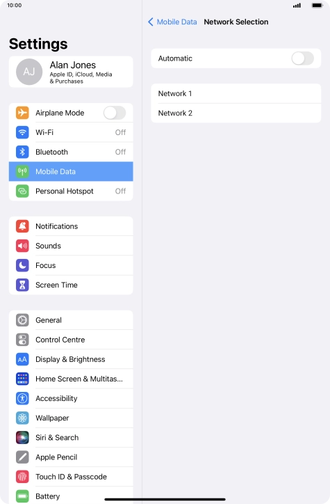 If you turn off the function, press the required network.