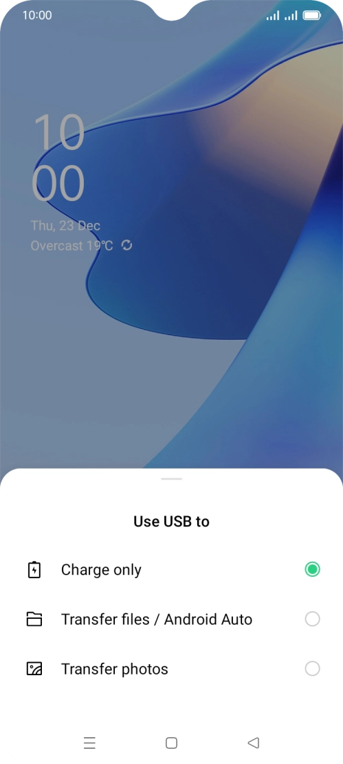 Press Transfer files / Android Auto.