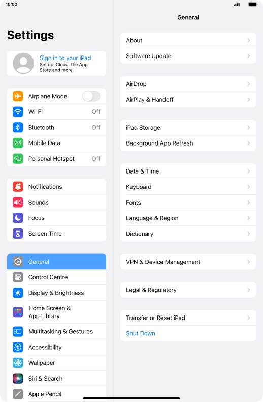 Press Sign in to your iPad.