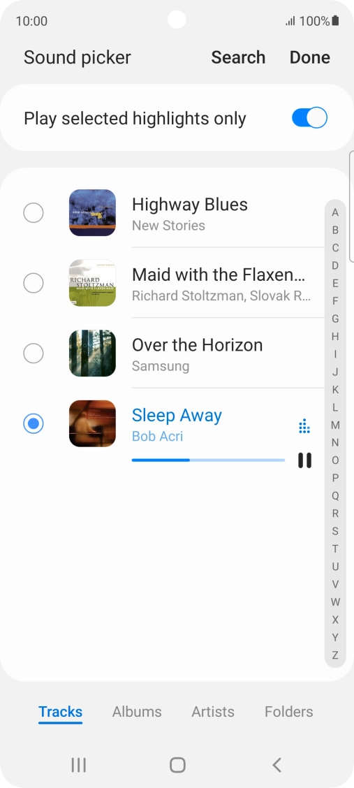 Once you've found a ring tone you like, press Done.