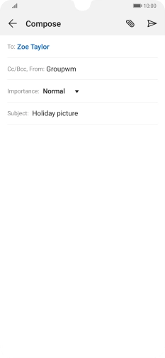 Press the text input field and write the text for your email.