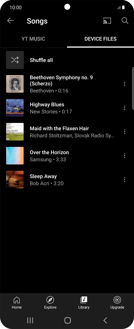 Press the required audio file.