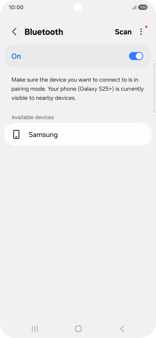 Press the required Bluetooth device and follow the instructions on the screen to pair the device with your phone.