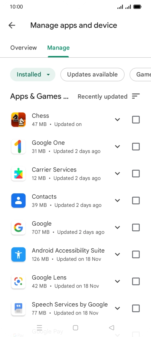 Press the required app.