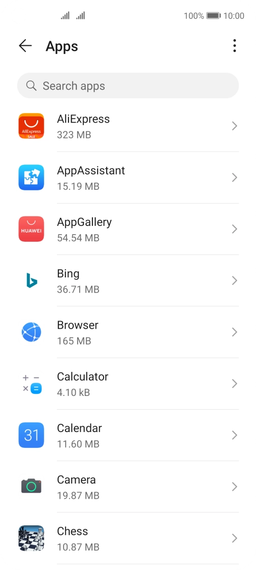 Press the required app.