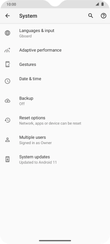 Press Reset options.