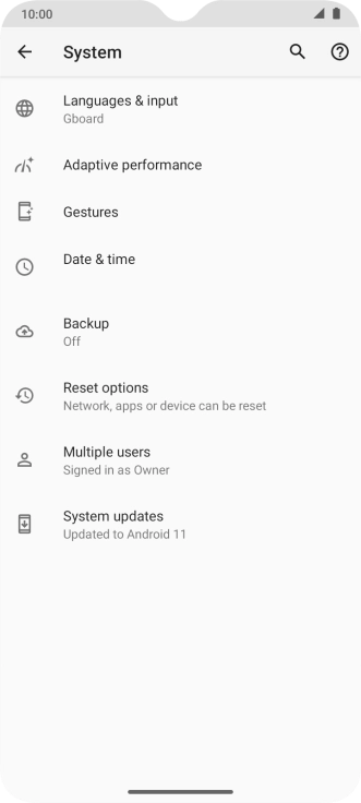 Press Reset options.