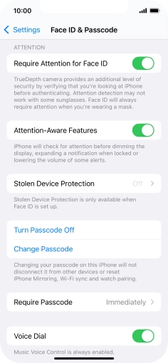 Press Turn Passcode Off and key in the phone lock code.