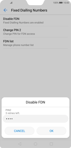 Key in your PIN2 and press OK. The default PIN2 is 0000.