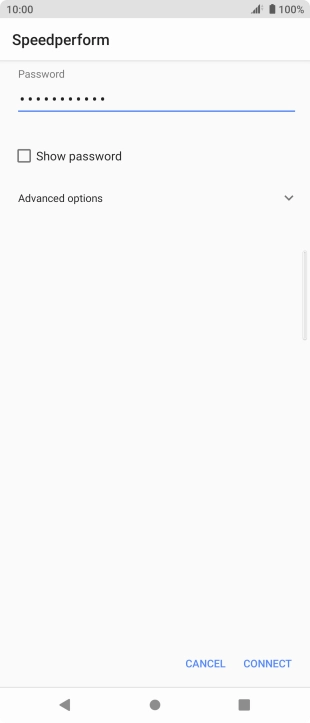 Key in the password for the Wi-Fi network and press CONNECT.