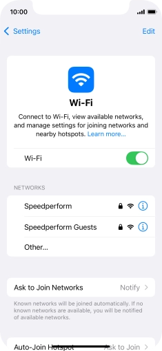 Press the required Wi-Fi network and key in the password for the Wi-Fi network.