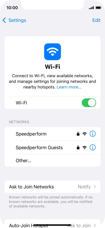 Press the required Wi-Fi network and key in the password for the Wi-Fi network.