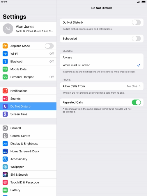 Press the indicator next to 