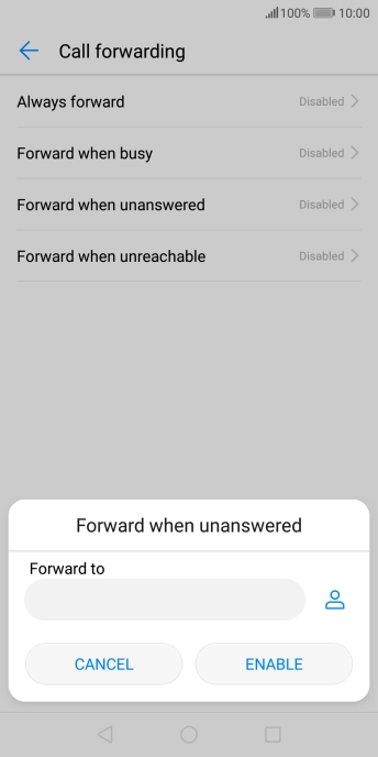Key in +447953222222 and press ENABLE.