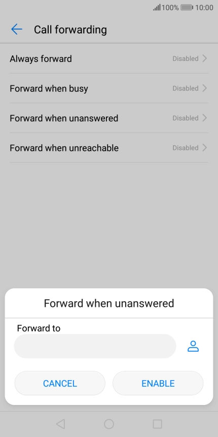 Key in +447953222222 and press ENABLE.