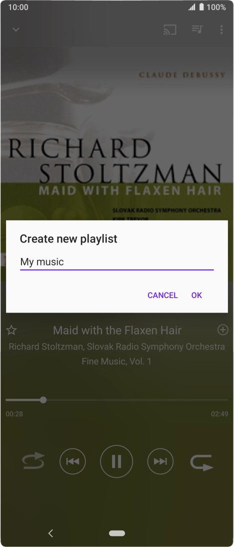 Key in a name for the playlist and press OK.