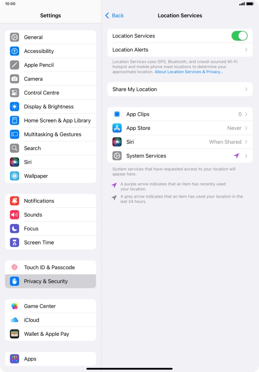 Press the required app.