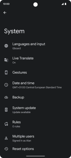 Press Reset options.