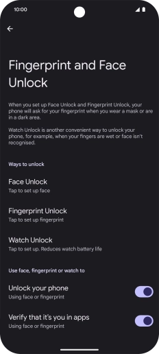 Press Fingerprint Unlock.