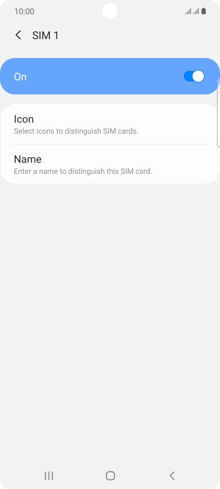 Press the indicator to turn use of the SIM on or off.