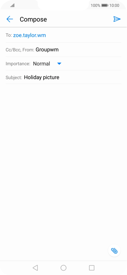 Press the text input field and write the text for your email.